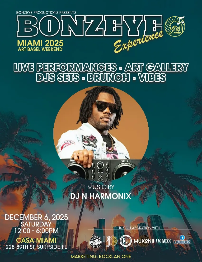 Bonzeye Experience, Miami Art Basel weekend, music by DJ N.Harmonix, December 6, 2025 at Casa Miami